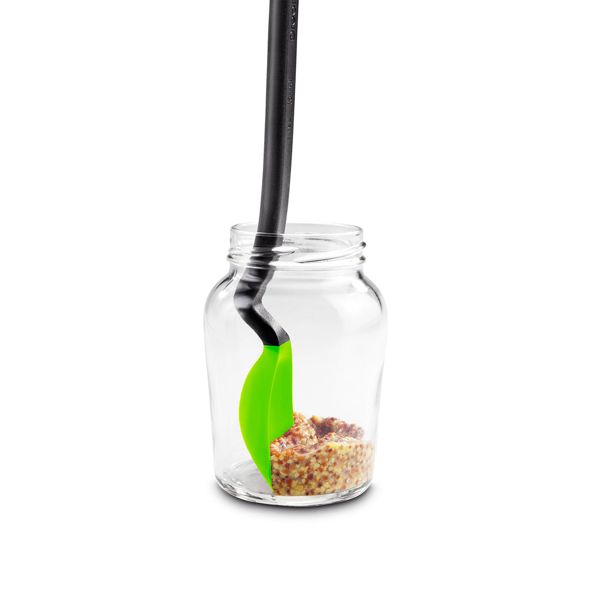 DREAMFARM mini soup spoon, kitchen utensil with a wooden handle and stainless steel bowl for stirring and serving soups.