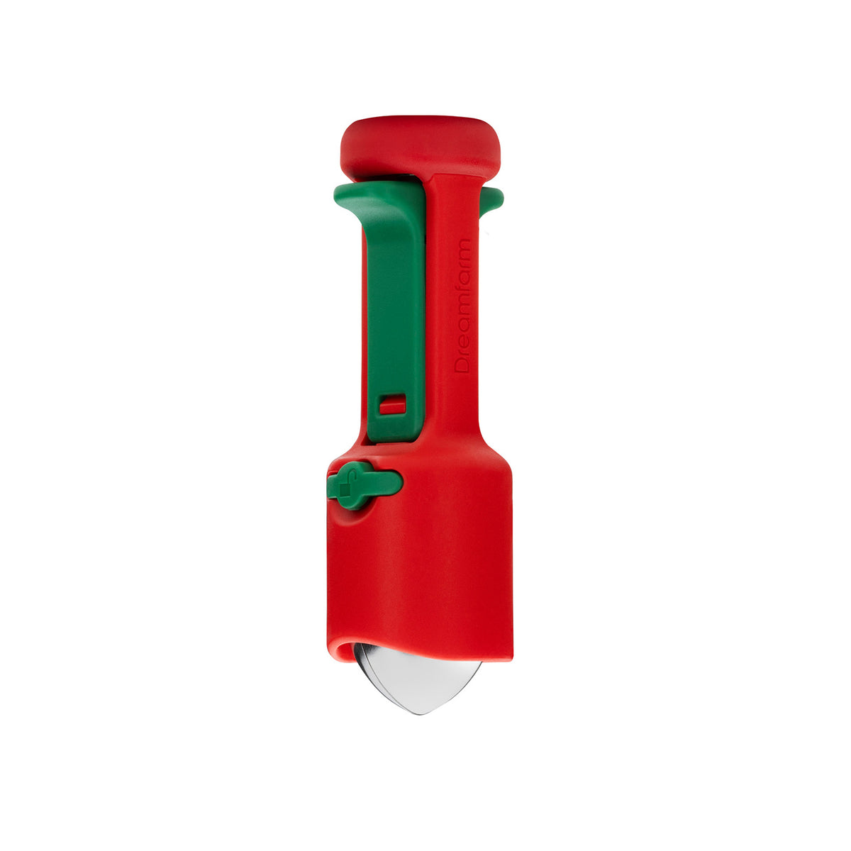 DREAMFARM Obst-Entkerner HULLAPIT with strawberry stem remover, stainless steel fruit pitter for cherries and small fruits.