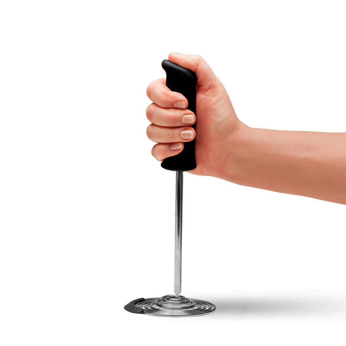 DREAMFARM SMOOD black potato masher, 29 cm long, with a sturdy handle and stainless steel head for mashing potatoes.