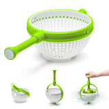 DREAMFARM Salatschleuder 2in1 in green, 3.4L capacity, with a basket and spinning basket for washing and drying salads.