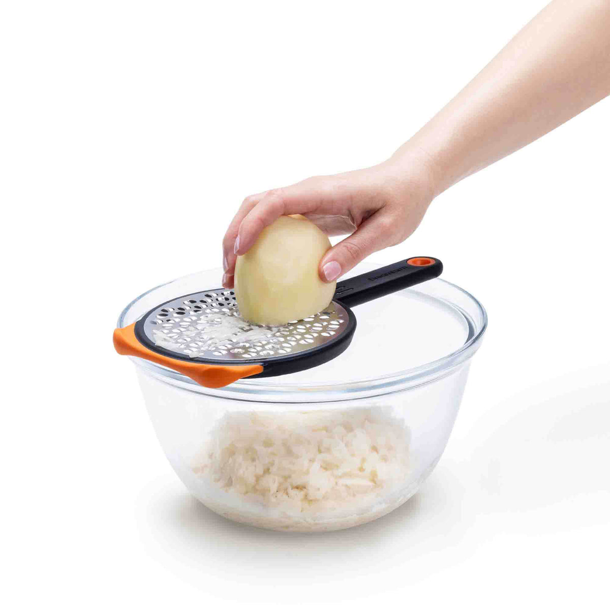 DREAMFARM Küchenreibe OGRATE in Silber with multiple grating surfaces for versatile food preparation.