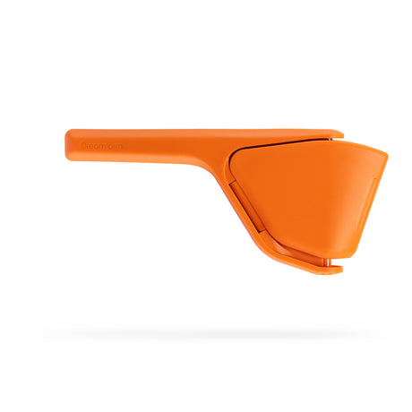 DREAMFARM Orangenpresse FLUICER citrus juicer with ergonomic handle and stainless steel components for fresh orange juice extraction.