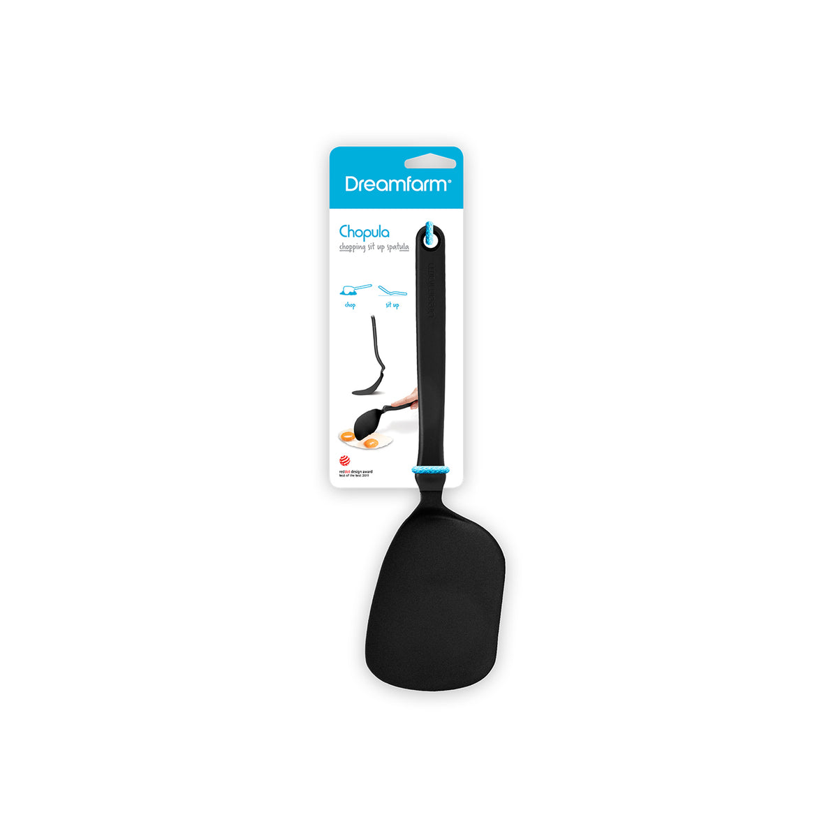 DREAMFARM Pfannenwender CHOPULA with black handle and flexible spatula head for easy flipping and serving cookware.