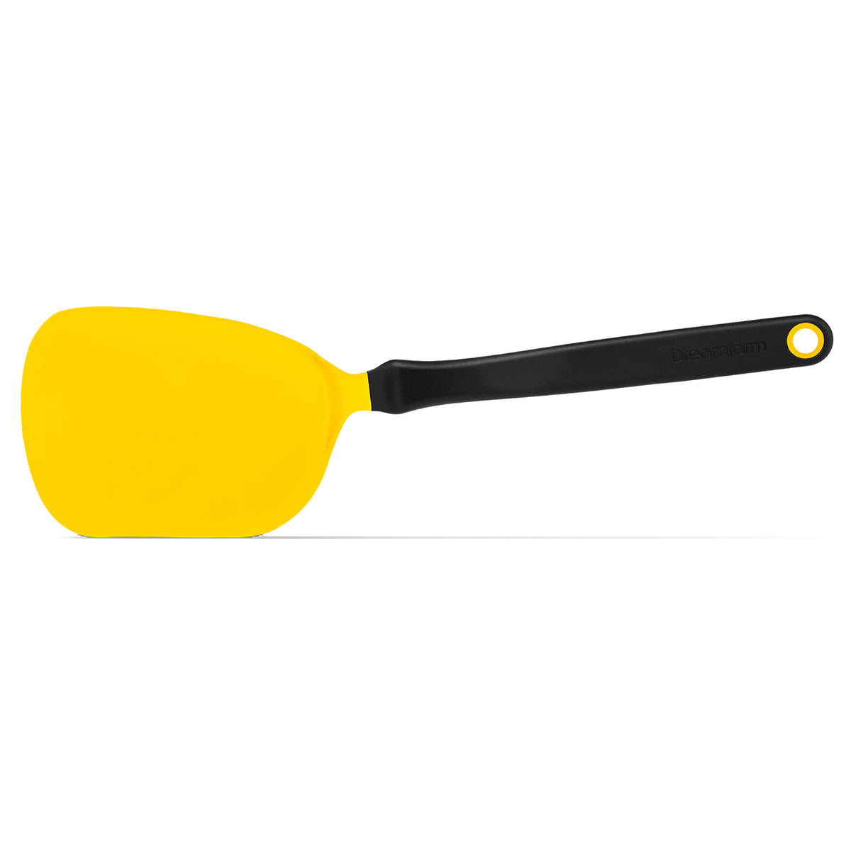 DREAMFARM Pfannenwender Chopping spatula with black handle and flexible silicone head for flipping and serving in the kitchen.