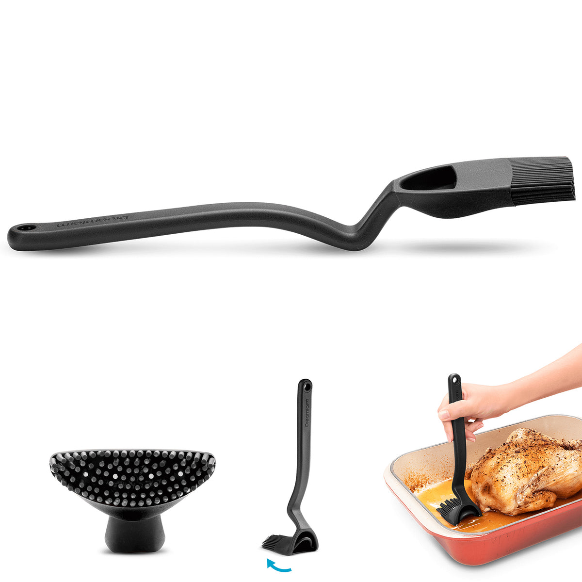 DREAMFARM BRIZZLE Kochpinsel with natural bristles and wooden handle for precise cooking and baking tasks.