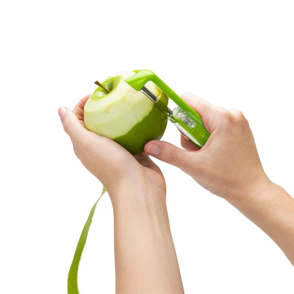 Green DREAMFARM Y-Schäler Sharple vegetable peeler with ergonomic handle, ideal for peeling fruits and vegetables.