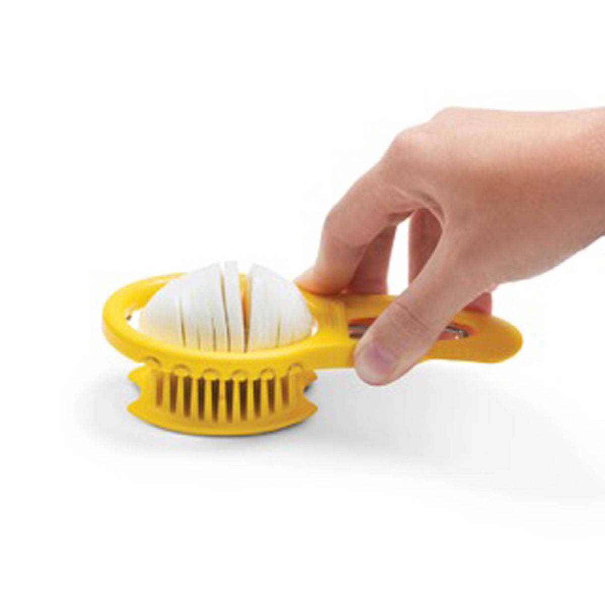 DREAMFARM Egg Slicer in yellow, 7.2 cm, with stainless steel blades for clean, even egg slices.