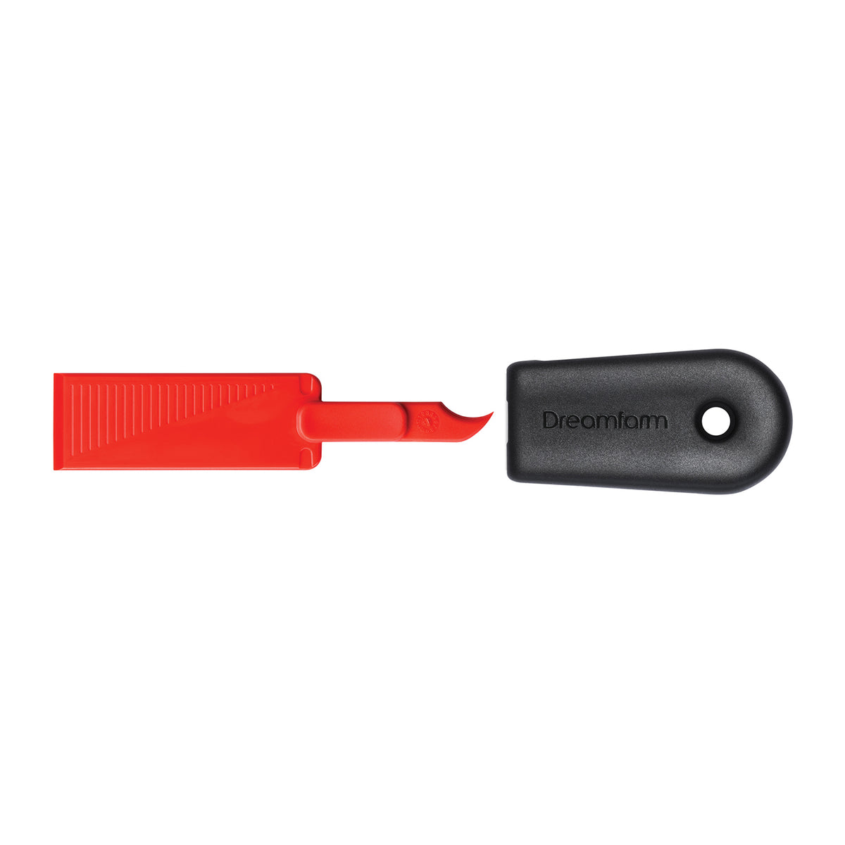 DREAMFARM CLEANA cleaning scraper in blue and red, double-pack with two stainless steel blades for kitchen and glass cleaning.