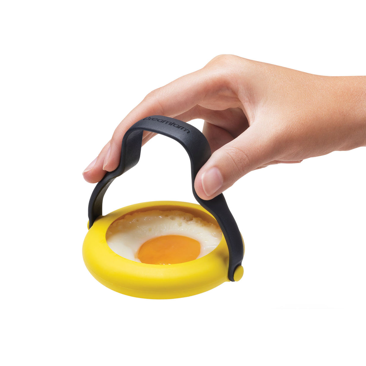 DREAMFARM Spiegelei-Heber 2er Set in yellow, silicone egg flippers for flipping and serving fried eggs.