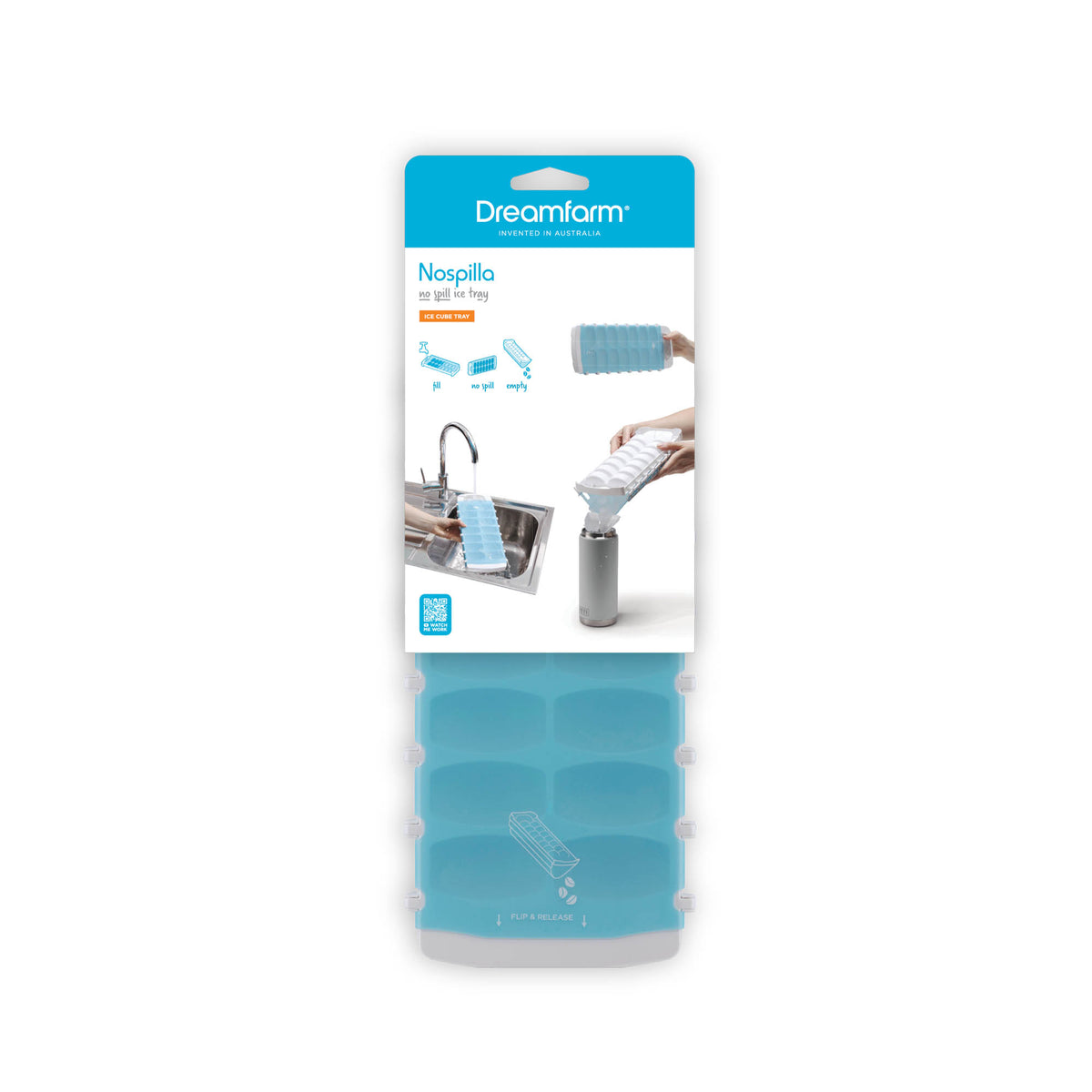 White DREAMFARM Eiswürfelform with multiple ice cube molds for making clear, rectangular ice cubes in the kitchen.