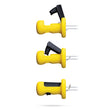 DREAMFARM yellow corn cob holder set with four clips, designed to hold corn cobs securely during eating.