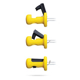 DREAMFARM yellow corn cob holder set with four clips, designed to hold corn cobs securely during eating.