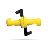 DREAMFARM yellow 4-piece corn holder set with locking handles for easy grilling and serving fresh corn on the cob.