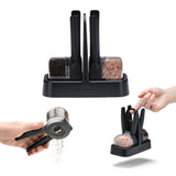 DREAMFARM ORTWO Lite black spice grinder set with sleek modern design for fresh seasoning and cooking.
