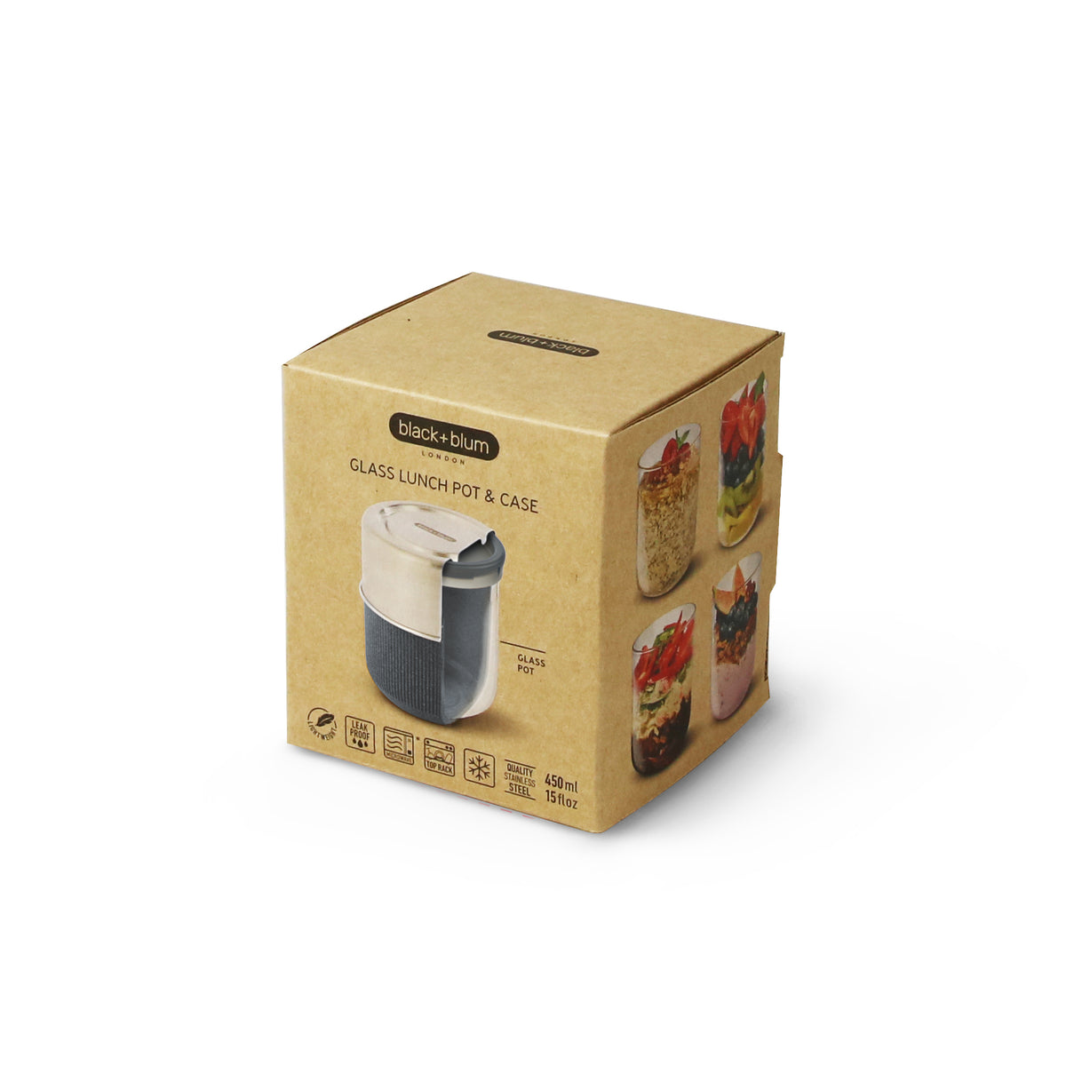 BLACK+BLUM black TO-GO lunch bowl made of slate-colored material, perfect for carrying and storing meals on the go.