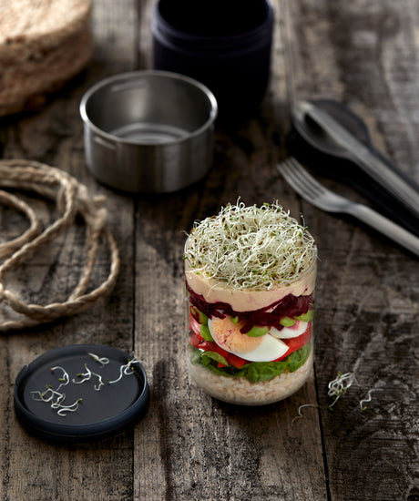 Black+Blum to-go lunch bowl in slate, designed for packing and storing meals like edamame rice protein in a sleek, reusable container.