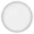 Corelle Mystic Grey dinnerware set featuring white plates with modern grey graphic patterns on ceramic dishes.