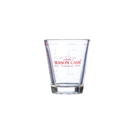 Mini glass measuring cup with 35 ml capacity by MASON CASH, showing clear measurement markings and a compact design.