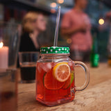 Set of four glass drinking straws in different sizes from Profino Select, showing clear, durable glass straws for beverages.