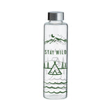 Glass water bottle from Typhoon's PURE Stay Wild collection, 600 ml capacity with a clear design and secure lid.
