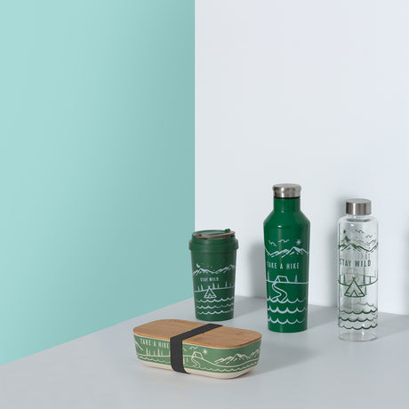 Glass hydration bottle from Typhoon's PURE Stay Wild collection, 600 ml, with a clear design and stainless steel lid.