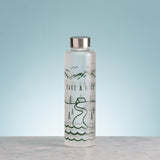 Glass water bottle from Typhoon's PURE Stay Wild collection, 600 ml capacity with a sleek design and secure lid.