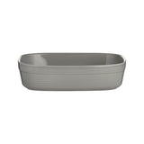 William Mason Mason Cash small rectangular gray baking dish, 1.4L with slight glaze imperfections, ceramic cookware for baking.