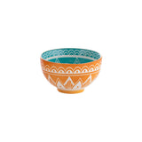 Typhoon Worlds Foods India Schale in three sizes, ceramic bowls with colorful traditional Indian designs, featured in the image.