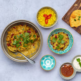Typhoon Worlds Foods India Schale in three sizes, ceramic bowls with colorful patterns and traditional Indian designs.