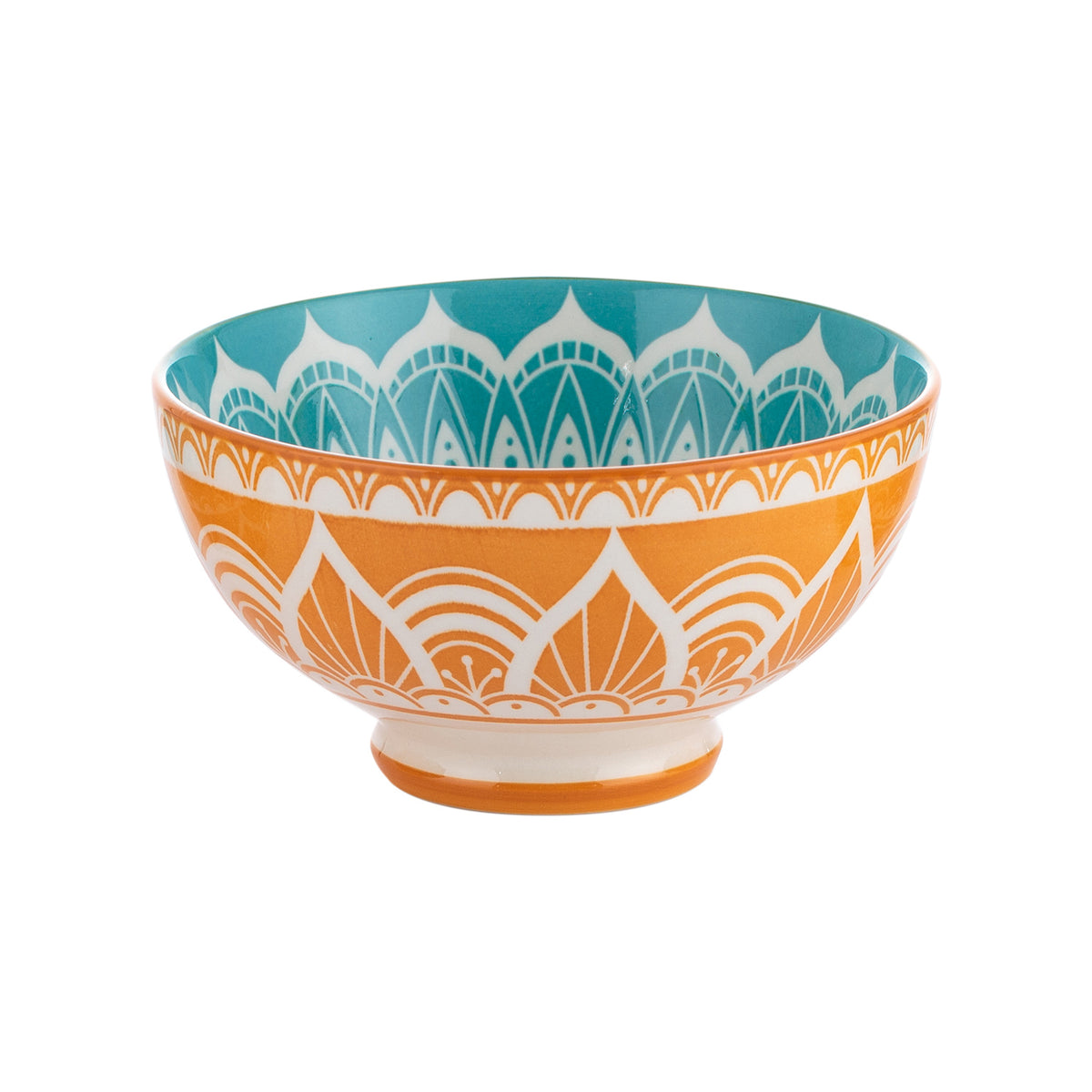 Typhoon Worlds Foods India Schale in three sizes, ceramic bowls with colorful Indian-inspired patterns on white background.