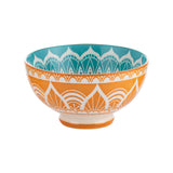 Typhoon Worlds Foods India Schale in three sizes, ceramic bowls with colorful Indian-inspired patterns on white background.