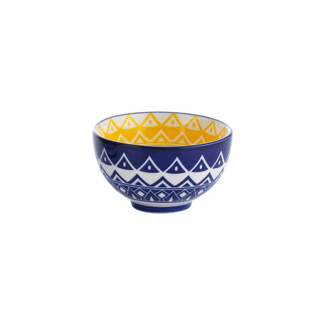 Typhoon Worlds Foods Tunis Schale in three sizes, ceramic bowls with colorful patterns, shown in a close-up image.