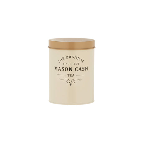 Mason Cash Heritage tea storage jar with a 1.3-liter capacity, featuring a clear glass body and airtight lid.