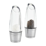 Cole & Mason Acryl-Edelstahl-Mühle MILSTON salt and pepper grinder with clear acrylic body and stainless steel accents.