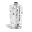 Cole & Mason Acrylmühle MINI CUBE salt grinder with clear acrylic body and adjustable ceramic grinder.
