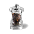 Cole & Mason Acryl-Edelstahl-Mühle CAPSTAN pepper mill, 8.5 cm tall, with clear acrylic body and stainless steel accents.