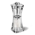 Cole & Mason Acryl-Edelstahl-Mühle CRYSTAL salt mill with clear acrylic and stainless steel design, showing the adjustable grinding mechanism.