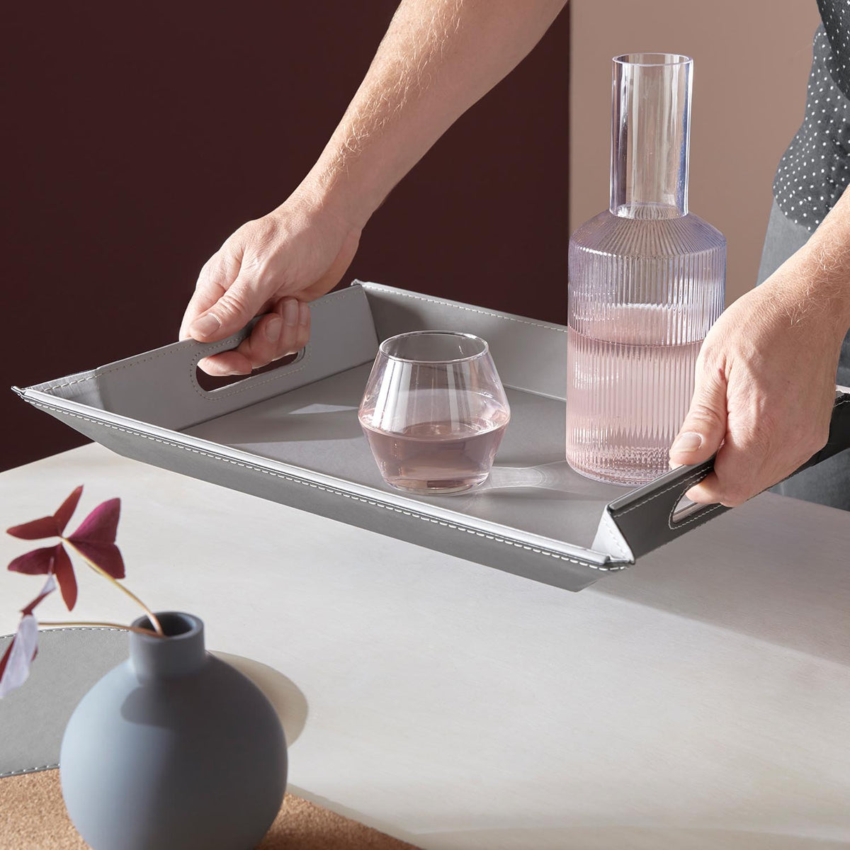 FREEFORM DUO tablet in gray and black with a modern, sleek design, featuring two separate compartments for versatile use.