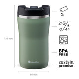 Salbei ALADDIN Barista Thermobecher in three sizes, stainless steel travel mug with lid and sleek design.