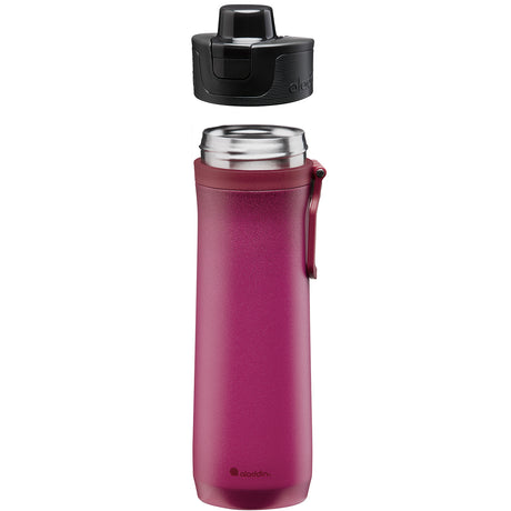 Aladdin Sports Thermavac water bottle in 5 colors, 600 ml, with a sleek design and secure lid for hot and cold drinks.