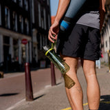 ALADDIN 800ml sports tracker water bottle in four colors, with ergonomic design and secure screw cap for hydration on the go.