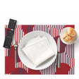 Red polka dot tablecloth set with lotus effect, DAY DRAP 2-piece polka dot tablecloths for elegant dining tables.