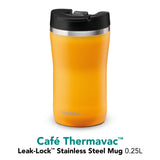 Aladdin SunYellow Barista Thermobecher in stainless steel, leak-proof mug with 0.25L capacity for hot or cold drinks.