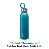 Aladdin chilled stainless steel water bottle in petrol blue, 550 ml, with a sleek, insulated design for cold drinks.