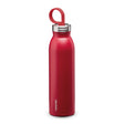 Aladdin 550ml cherry-red stainless steel chilled thermavac bottle with a sleek design and secure lid for hot or cold drinks.