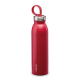 Aladdin 550ml cherry-red stainless steel chilled thermavac bottle with a sleek design and secure lid for hot or cold drinks.