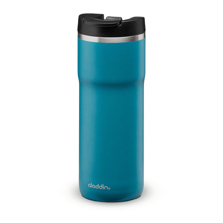 Aladdin Barista Thermobecher in petrol blue, stainless steel, leak-lock lid, available in three sizes, with a sleek aqua blue finish.