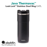 Aladdin Lava-Black stainless steel thermobecher in 0.47L with leak-proof lid, ideal for hot beverages on the go.