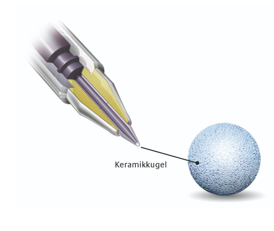 Blue and black refill for Kyocera Cera Noble ballpoint pen, replacement ink cartridge with removable tip.