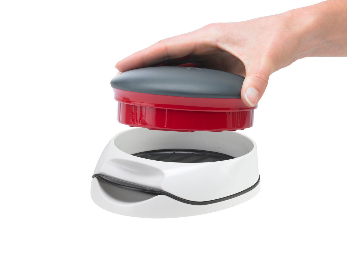 Zyliss burger patty press with stainless steel construction for evenly shaped burger patties